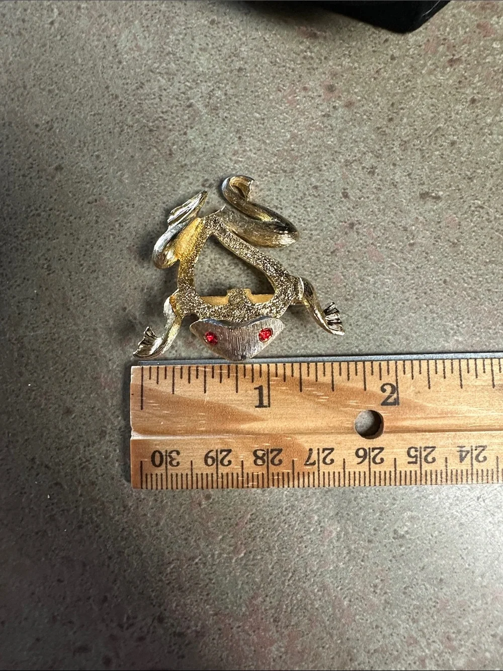 Vintage JJ Gold-Tone Frog Brooch With Red Rhinestone Eyes